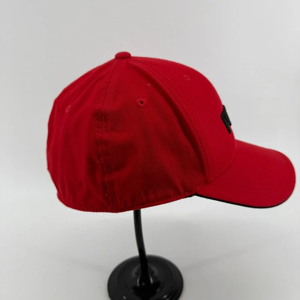 Puma Baseball Hat Mens L/XL Red Solid Cotton Embroidered Logo Stretch Fit